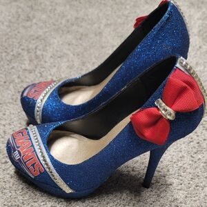 Blue Glitter New York Giants High Heels with Red Bow